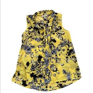 Dana Bachman yellow and blue sleeveless blouse